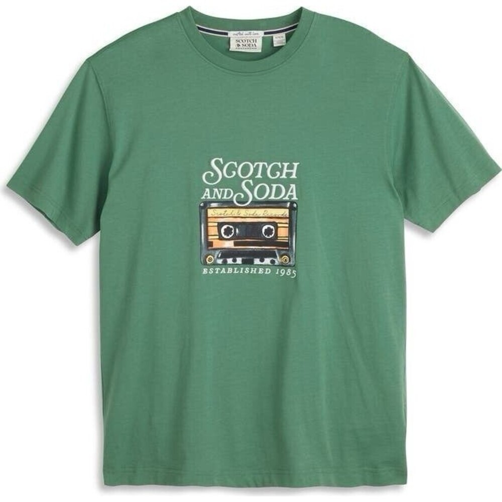 SCOTH & SODA AMSTERDAM New LARGE T-Shirt Green Graphic Front Crew Short Sleeve